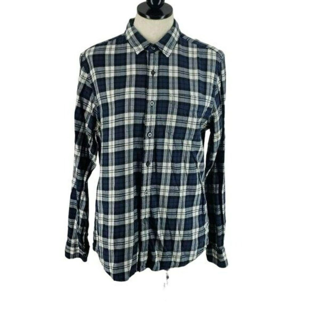 21 Men Classic Blue Plaid medium Button Down shirt